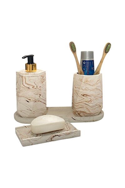 Chiko Mall Σετ μπάνιου από σκυρόδεμα με αισθητική και μίνιμαλ σχεδίαση - 4 τεμάχια