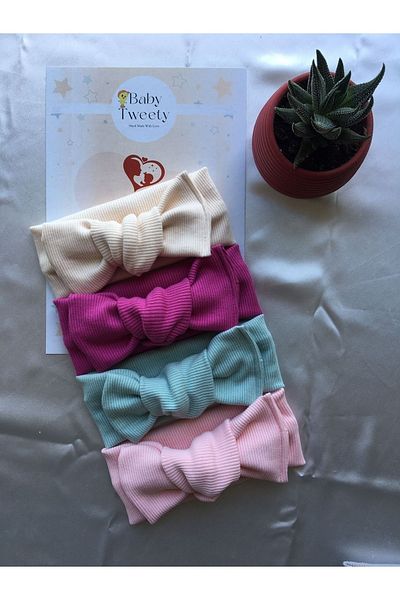 Baby Tweety 4-Piece Handmade Ribbed Baby Girl Bandana