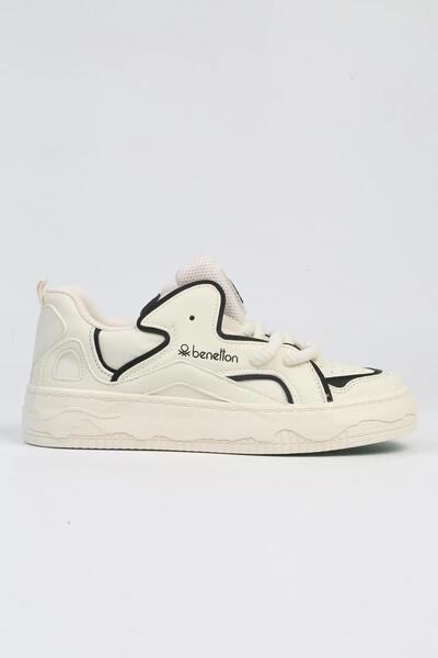 Benetton İthal Deri Bağcıklı Krem Günlük Kadın Spor Ayakkabı Bnı10100