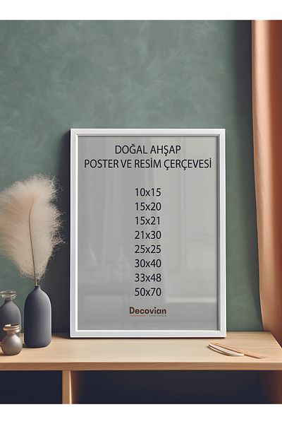 DecovianHomeDesign Rama din lemn natural alb - rama poster - rama document foto - rama diploma (FARA POSTER)