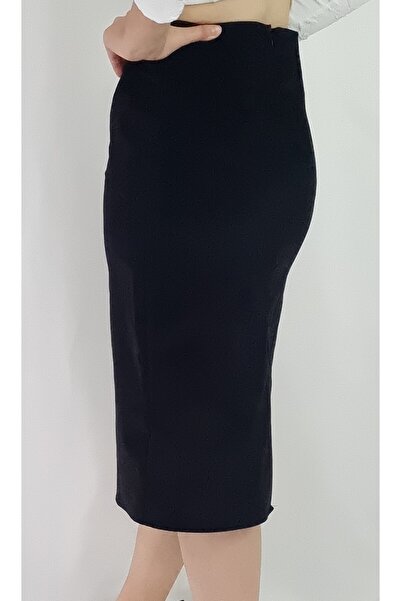 YAXİ MEDİAS FUSTA MIDI creion din catifea neagra