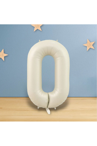 PARTİSERÜVENİ Foil Balloon - Cream Color, 0 Model (34 Inch 76 cm)