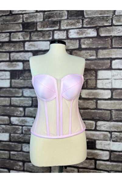 Metay Design Pink Transparent Tulle Bodice - Split Neck Model