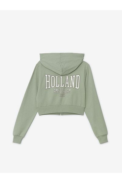 LC Waikiki Xside Hooded Printed Women's Zippered Sweatshirt