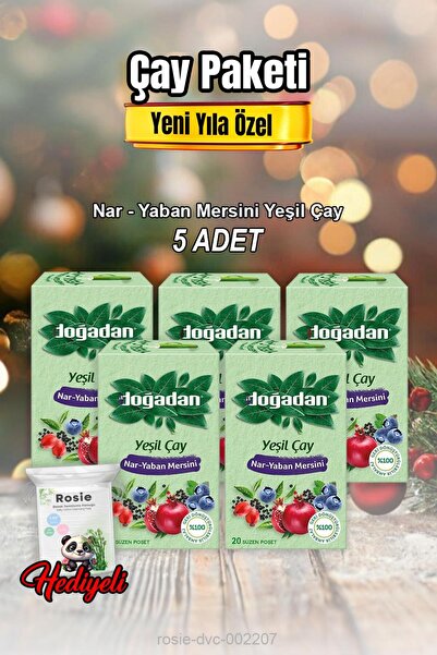 Doğadan شاي أخضر ورمان وتوت 20 كيس × 5 وروزي قطن