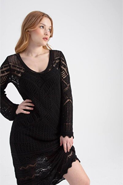 MODA Kadın Ajurlu Triko Elbise