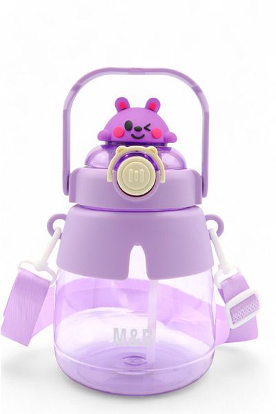 M&B WATER BOTTLE زجاجة مياه على شكل أرنب لطيف، زجاجة مياه للأطفال مع مصاصة، زجاجة مياه مع حبل للرقبة للمدرسة مع كتكوت