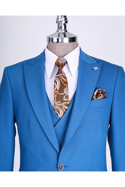 TerziAdemAltun Petrol Color Slim Fit Italian Style Jacket Vest and Trousers Set - T13497