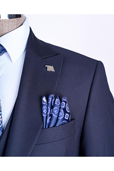 TerziAdemAltun Navy Blue Italian Style Jacket Vest Pants Suit - T12013
