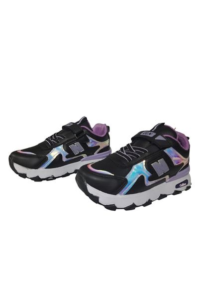 Callion Children's Black-Lilac Flat Sole Sneakers