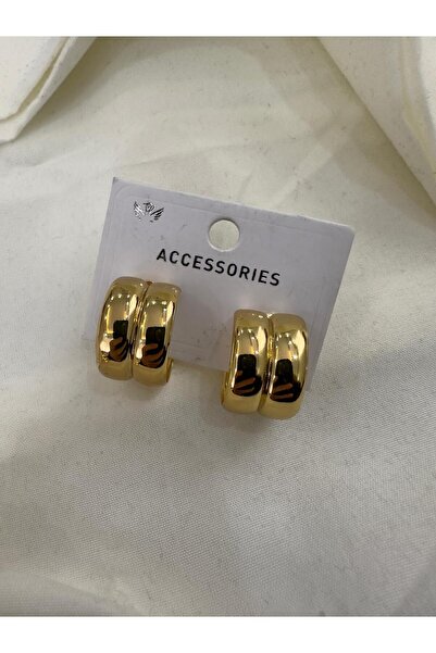 jewerlryword Kadın Premium 2 sıra gold küpe