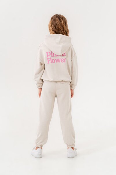 HAUSEkids 6-9 Years Old Pink Flower Girls' Tracksuit Set - Space Gray