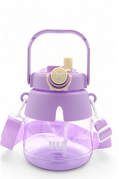 M&B WATER BOTTLE زجاجة مياه على شكل أرنب لطيف، زجاجة مياه للأطفال مع مصاصة، زجاجة مياه مع حبل للرقبة للمدرسة مع كتكوت