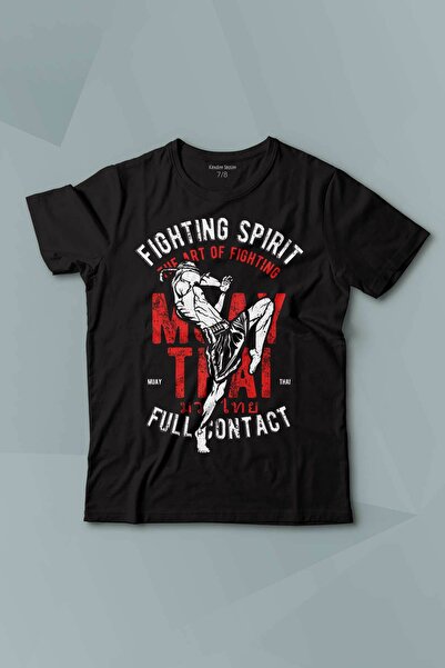 Kendim Seçtim تي شيرت Muay Thai أسود - أطفال، كم قصير، طباعة قتالية