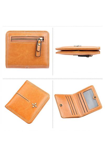 baellerry Orange Vegan Leather - Mini Women's Wallet with Coin Eyes