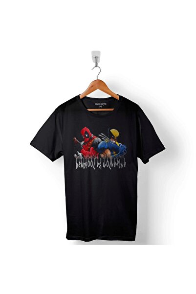 Kendim Seçtim Marvel Deadpool Vs And Wolverine Baskılı Tişört Unisex T-shirt