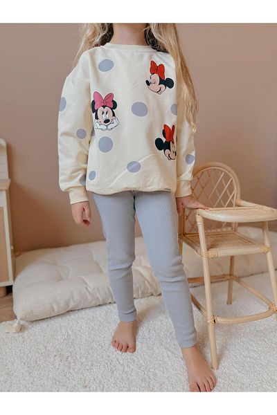 YİGİT BUTİK Girl's Bottom Top Set with Polka Dot Printed Tights