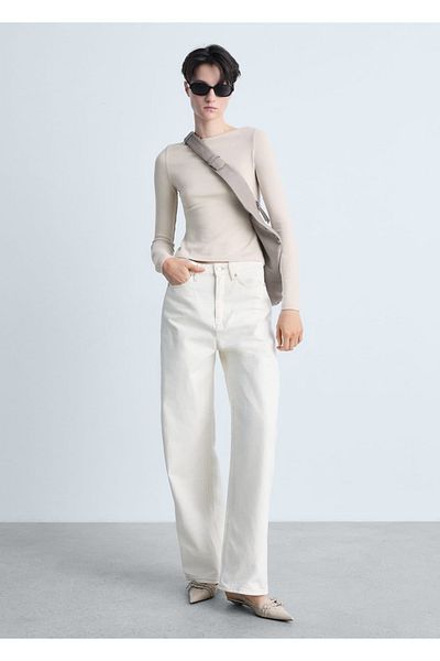 MANGO Woman Boat Neck Cotton T-shirt