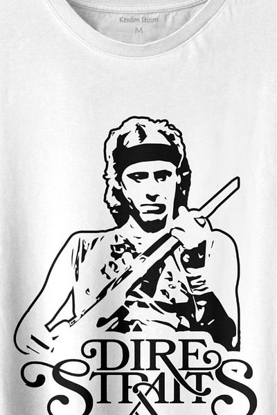 Kendim Seçtim Μπλουζάκι με κιθάρα ροκ μουσικής Unisex Dire Straits David Mark Knopfler