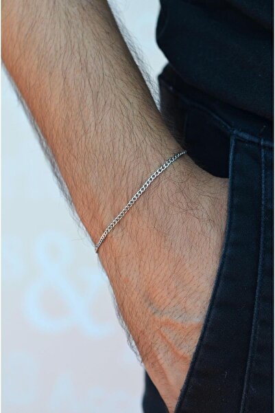 Sacce Scarves&Accessories Men's - Silver Color Thin Chain Bracelet