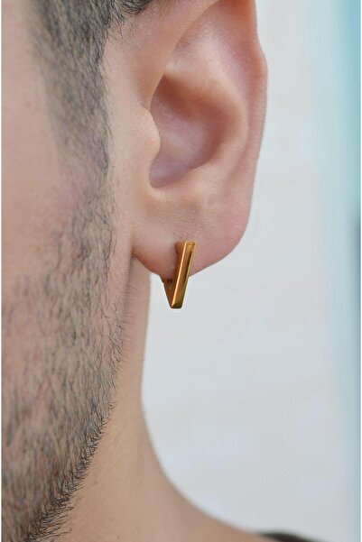 Sacce Scarves&Accessories Men's Triangle Steel Earring Gold