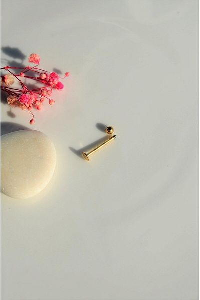 Sacce Scarves&Accessories Ball Tip Steel Piercing Lip Tongue 12 Mm Gold