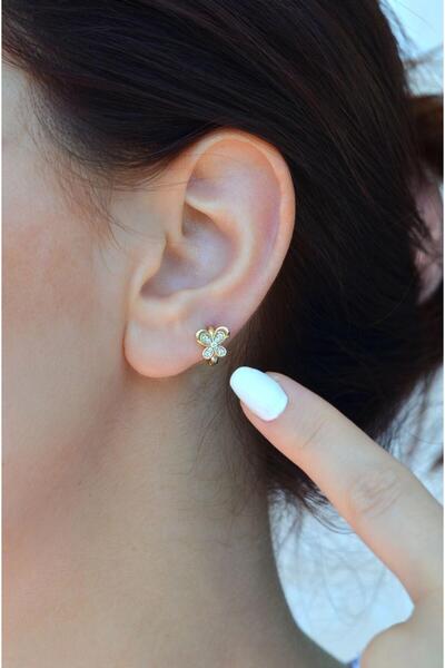 Sacce Scarves&Accessories Zirkon Taşlı Kelebek Helix Piercing Kelebekli Kıkırdak Lob Küpesi Tek Adet