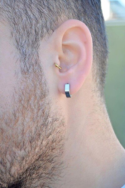 Sacce Scarves&Accessories Pentagonal Steel Men's Hoop Earring Single