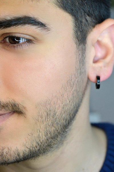 Sacce Scarves&Accessories Black Steel Hoop Earrings - Men's Non-Perforated Single