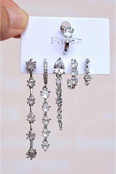 Silver Waterway Flood Light Earrings Set 6pcs