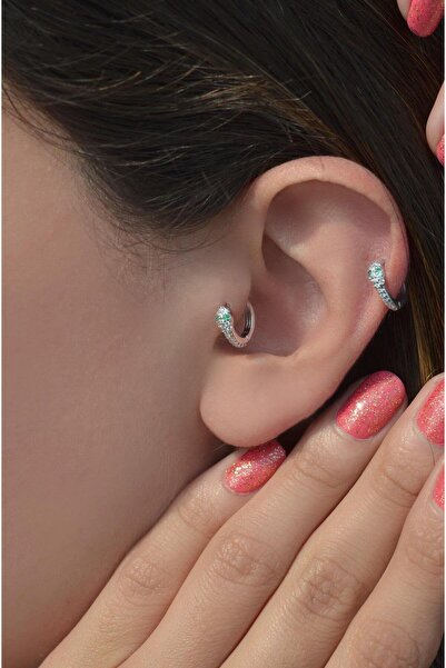 Sacce Scarves&Accessories Yılan Halka Piercing Tragus Helix Kıkırdak Gümüş Renk