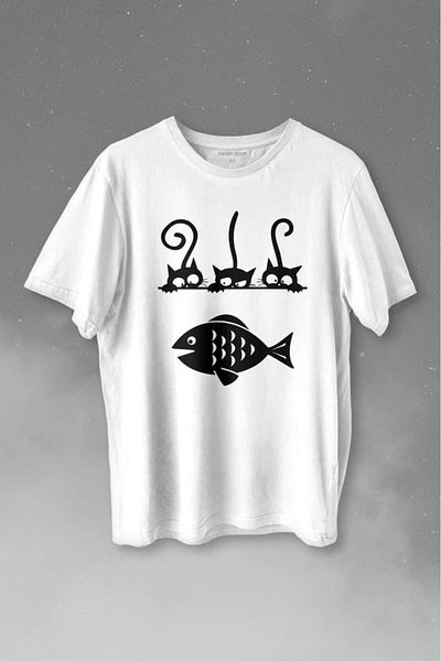 Kendim Seçtim Tricou Imprimat Pești și 3 Pisici Tricou unisex