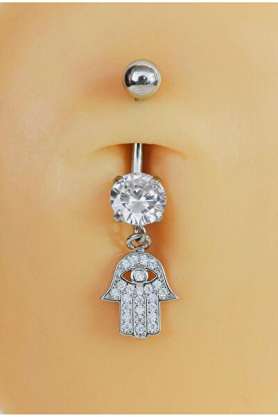 Sacce Scarves&Accessories Çelik Nazar El Fatma Ana Eli Göbek Piercing Gümüş Renk