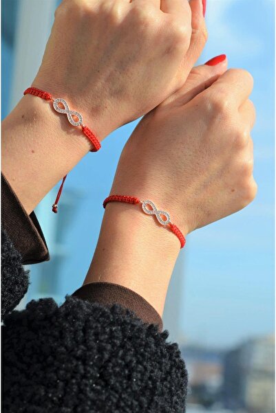 Sacce Scarves&Accessories Sonsuzluk Simgeli Kırmızı Şans İpi Best Friend Bile...