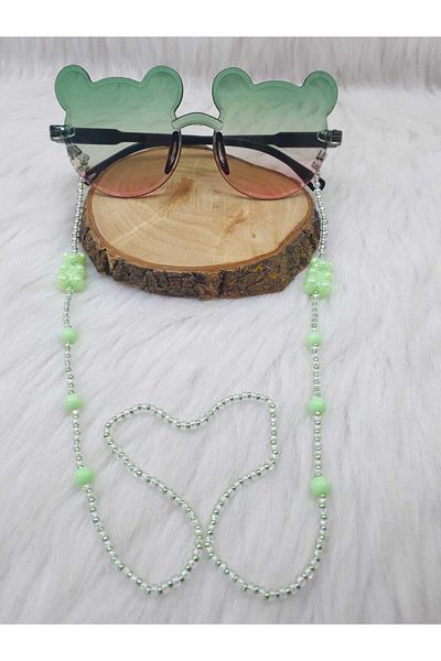HAPPY HANDMADE Children's Eyewear Chain with Chain Bear Unisex Eyewear Strap Children's Eyewear Chain with Beads