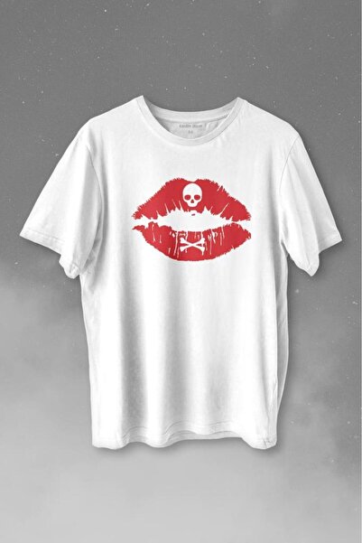 Kendim Seçtim Pirate Skull Dry Head Lip Kiss Kiss Me Štampano T-Shirt Unisex ...