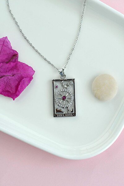 Bymiel الصلب مصير الحظ قلادة التارو قلادة رمز الحظ اللون الفضي