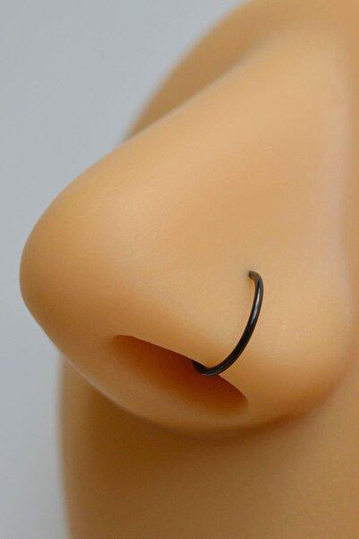 Sacce Scarves&Accessories Siyah Renkli 10 mm Çelik Halka Hızma Burun Piercingi