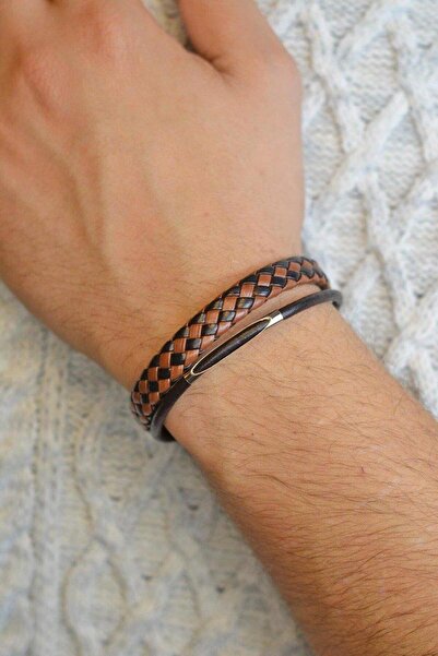 Sacce Scarves&Accessories Men's Leather Bracelet Brown