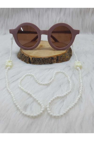HAPPY HANDMADE Children's Eyewear Chain with Chain Bear Figure Unisex Eyewear Strap with Beads Children's Eyewear Chain