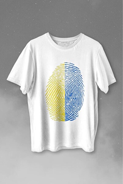 Kendim Seçtim Žuta mornarsko plava majica sa otiskom prsta Štampano unisex T-...