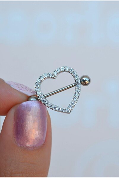 Sacce Scarves&Accessories Kalp Model Nipple Piercing Çelik Meme Ucu Piercingi...