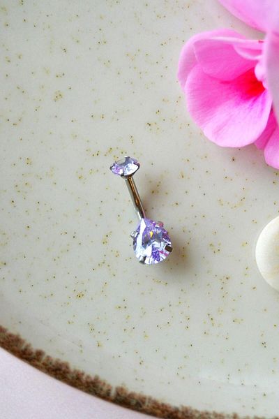 Sacce Scarves&Accessories Drop Stone Model Steel Navel Piercing Lilac Purple Zircon Stone