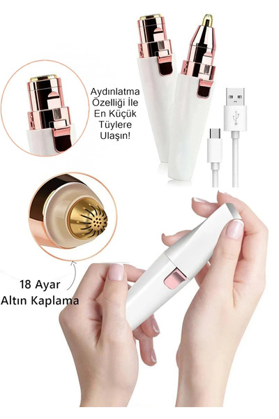 LaraThec Sıfır Şarjlı Yüz Alma Epilasyon Aleti - Bıyık Alma Epilatörü - Yüz E...