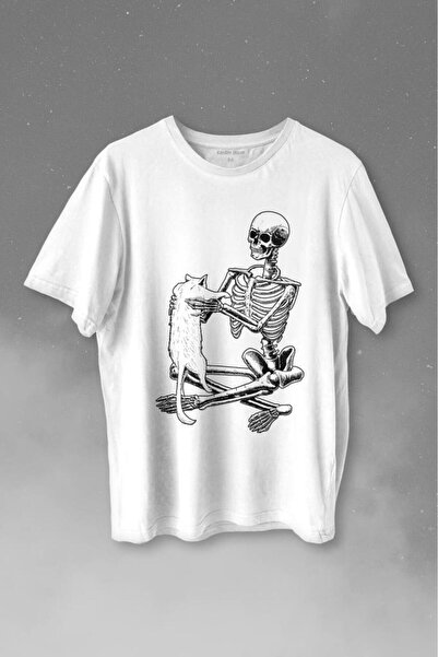 Kendim Seçtim Unisex majica Cat Love Štampano - Voleću Skeleton K mačka dok S...