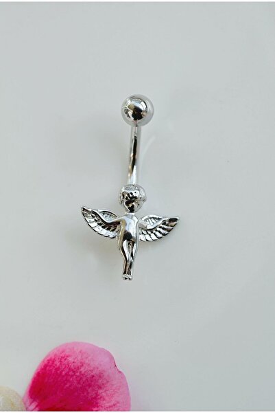 Sacce Scarves&Accessories Çelik Melek Figürlü Göbek Piercing Gümüş Renk