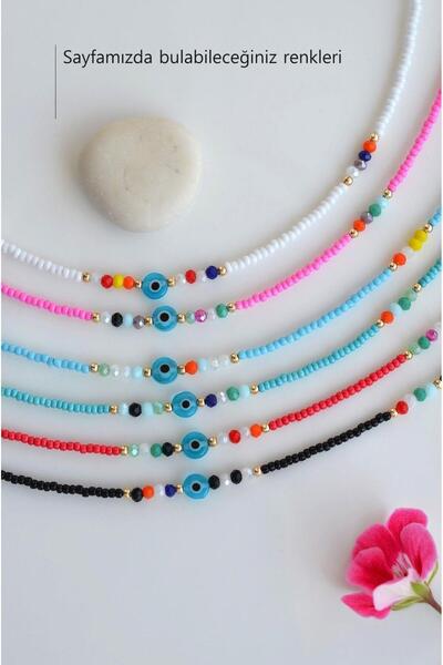 Sacce Scarves&Accessories Red Sand and Evil Eye Beaded Anklet Small