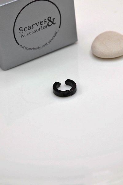 Sacce Scarves&Accessories Black Steel Hoop Earrings - Men's Non-Perforated Single
