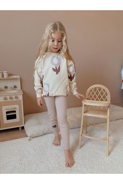 YİGİT BUTİK Yigit Boutique - Flower Printed Girl's Tights Set