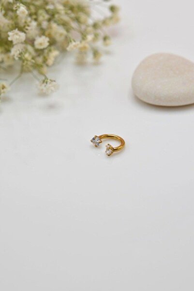 Sacce Scarves&Accessories 6 mm Gold Çelik Taşlı Percing Tragus Helix Kıkırdak